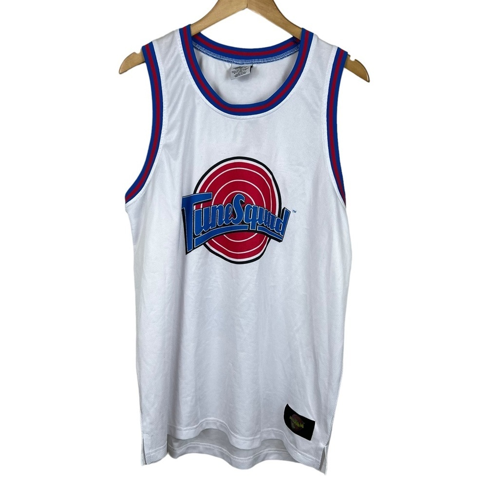 VTG Space Jam Warner Bros Tune Squad White Mesh Jersey M Back 0 Basketball